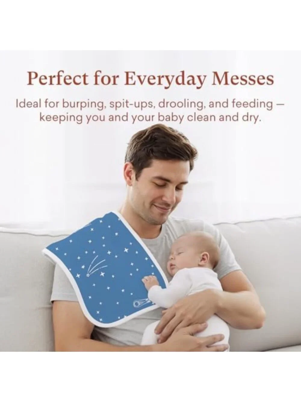 Extra Large Waterproof Baby Burp Cloths - 8 Pack, 13x26 Inch, Soft & Absorbent